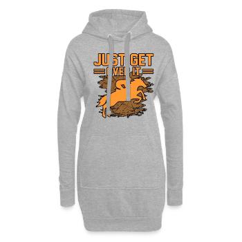 Reiter-lustiges Reiten-mädchen-geschenk - Hoodie-Kleid - Grau meliert - Vorne
