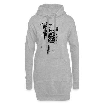 FLORAL SKULL TOTENKOPF USED LOOK - Hoodie-Kleid - Grau meliert - Vorne