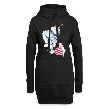Zirkus Clown mit Schwein und Ball - Hoodie-Kleid - Schwarz - Vorne
