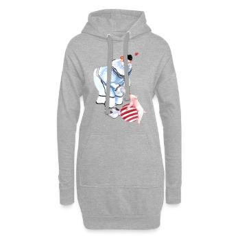 Zirkus Clown mit Schwein und Ball - Hoodie-Kleid - Grau meliert - Vorne