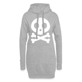 Crâne rond avec deux os - Sweat-shirt à capuche long Femme - gris chiné - Devant