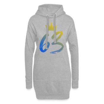 63 Couronne numérique - Sweat-shirt à capuche long Femme - gris chiné - Devant