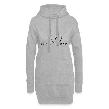 Point de symbole de coeur d’amour - Sweat-shirt à capuche long Femme - gris chiné - Devant