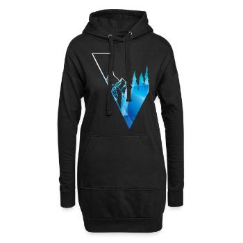 blaues Panorama Wald und Berge - Hoodie-Kleid - Schwarz - Vorne