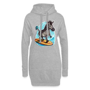 Surfendes Zebra - Hoodie-Kleid - Grau meliert - Vorne