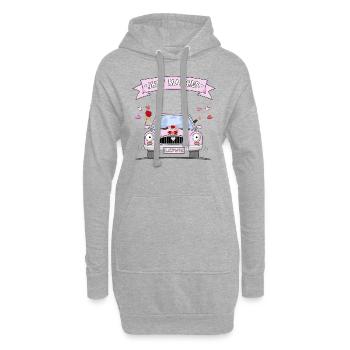Voiture de mariage tout juste mariée rose - Sweat-shirt à capuche long Femme - gris chiné - Devant