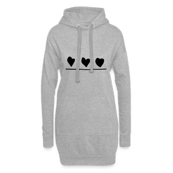 Trois cœurs Coeur Ligne Forme Formes - Sweat-shirt à capuche long Femme - gris chiné - Devant