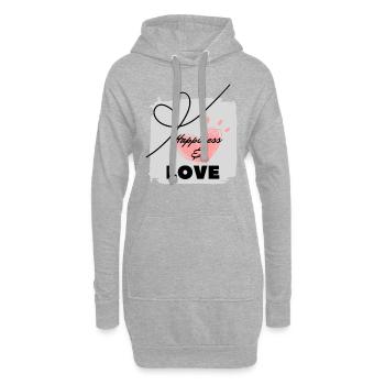 J’aime les vêtements / Bonheur et Amour - Sweat-shirt à capuche long Femme - gris chiné - Devant