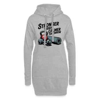Stronger Today, Calmer Tomorrow – Fit & Zen - Hoodie-Kleid - Grau meliert - Vorne