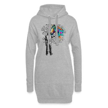 Pferd Backsteinmauer Bemalung - Hoodie-Kleid - Grau meliert - Vorne