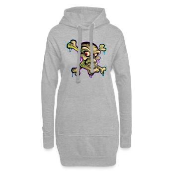Pirate Skull Cartoon Graffiti - Hoodie Dress - heather grey - Front