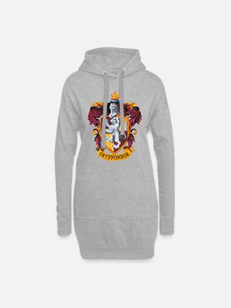 Harry Potter Emblème Gryffondor Peinture - Sweat-shirt à capuche long Femme - gris chiné