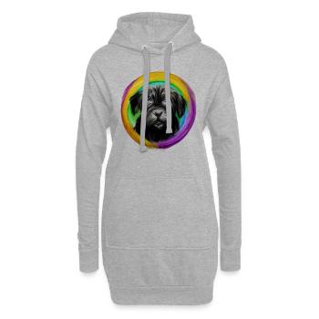 Regenbogen Hund Briard - Hoodie-Kleid - Grau meliert - Vorne