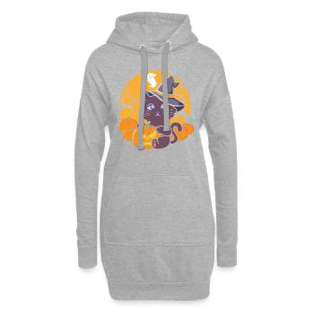 Halloween Katze Hexe - Hoodie-Kleid - Grau meliert - Vorne