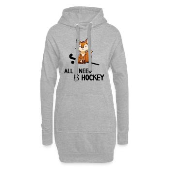 Feldhockey Hockey-Fuchs braucht Hockey - Hoodie-Kleid - Grau meliert - Vorne