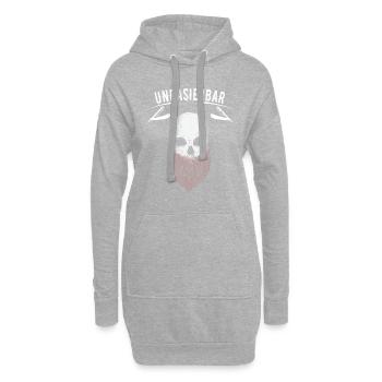 Unrasierbar Bärtiger Mann Totenkopf Mann mit Bart - Hoodie-Kleid - Grau meliert - Vorne