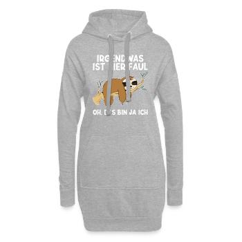 Irgendwas ist hier faul Faultier Faulenzer - Hoodie-Kleid - Grau meliert - Vorne