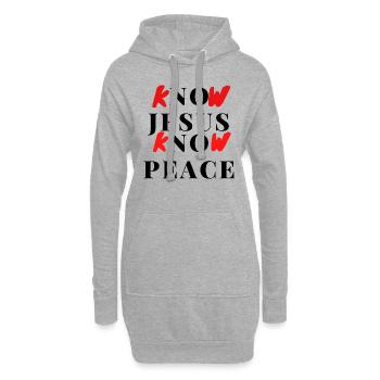 Jésus-Christ,Jésus-Christ,Jésus-Christ,Jésus-Christ - Sweat-shirt à capuche long Femme - gris chiné - Devant