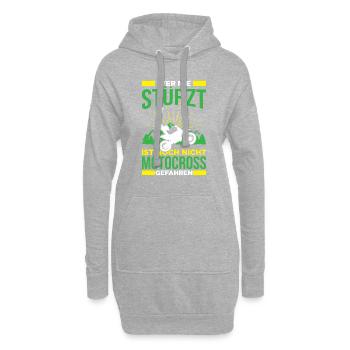 Wer Nie Stürzt Ist Noch Nicht Motocross Gefahren - Hoodie-Kleid - Grau meliert - Vorne