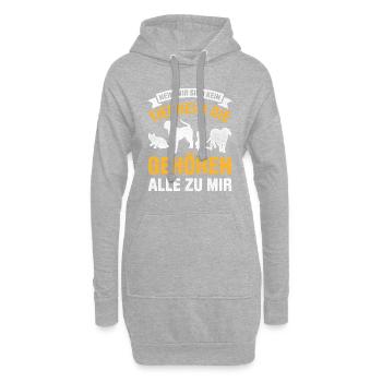 Nein Wir Sind Kein Tierheim Gehören Alle Zu Mir - Hoodie-Kleid - Grau meliert - Vorne