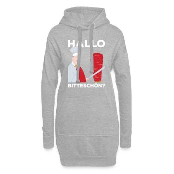Hallo Bitteschön? Döner Kebab Geschenk - Hoodie-Kleid - Grau meliert - Vorne