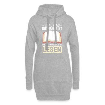 Egal Was Die Frage Ist Die Antwort Lautet Lesen - Hoodie-Kleid - Grau meliert - Vorne