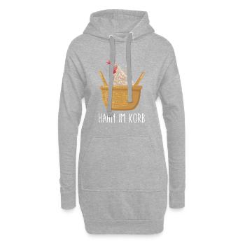 Hahn Im Korb Geschenk Hühner - Hoodie-Kleid - Grau meliert - Vorne