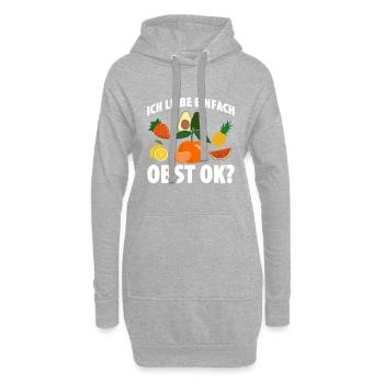 Ich Liebe Einfach Obst Ok? - Hoodie-Kleid - Grau meliert - Vorne