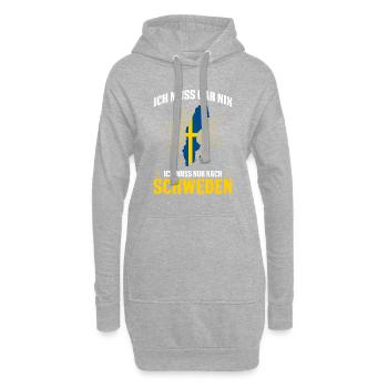 Ich Muss Gar Nix Ich Muss Nur Nach Schweden - Hoodie-Kleid - Grau meliert - Vorne