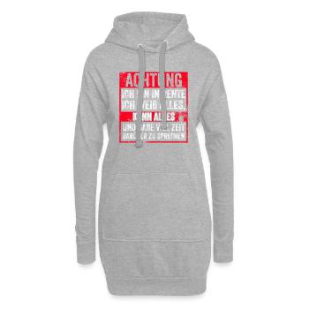 Achtung Ich Bin In Rente Ich weiß Alles, Kann Alle - Hoodie-Kleid - Grau meliert - Vorne
