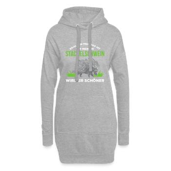 Egal Wie Mein Tag Ist Mit Meinem Stachelschwein Wi - Hoodie-Kleid - Grau meliert - Vorne