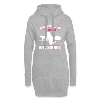 Unterschätze Nie Ein Mädchen Mit Einem Degu - Hoodie-Kleid - Grau meliert - Vorne