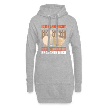 Ich Kann Nicht Meine Seidenhühner Brauchen Mich - Hoodie-Kleid - Grau meliert - Vorne
