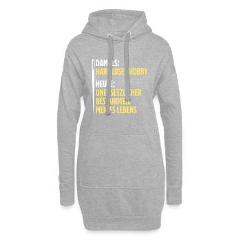 Nähen Geschenk Näherin lustiger Spruch Nähmaschine - Hoodie-Kleid - Grau meliert - Vorne