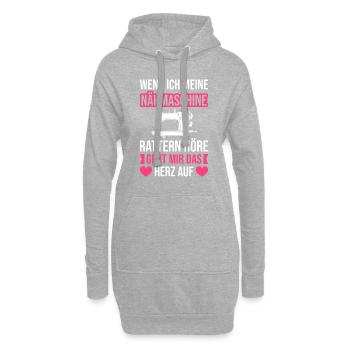 Nähmaschine Rattern Höre Geht Mir Das Herz Auf - Hoodie-Kleid - Grau meliert - Vorne
