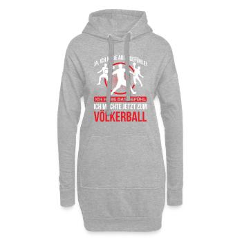 Ich Habe Das Gefühl Ich Möchte Zum Völkerball - Hoodie-Kleid - Grau meliert - Vorne