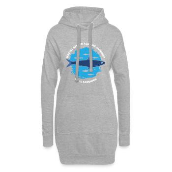 Was ist besser als eine Sardine? Viele Sardinen - Hoodie-Kleid - Grau meliert - Vorne