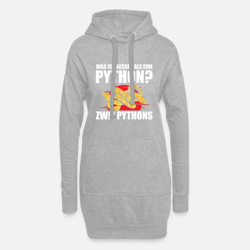Was ist besser als eine Python? Zwei Pythons - Hoodie-Kleid - Grau meliert
