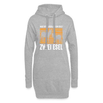Was ist besser als ein Esel? Zwei Esel - Hoodie-Kleid - Grau meliert - Vorne