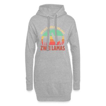 Was ist besser als ein Lama? Zwei Lamas - Hoodie-Kleid - Grau meliert - Vorne