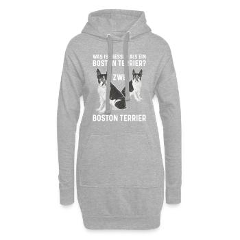 Was ist besser als ein Boston Terrier? Zwei - Hoodie-Kleid - Grau meliert - Vorne