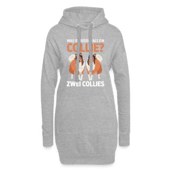 Was ist besser als ein Collie? Zwei Collies - Hoodie-Kleid - Grau meliert - Vorne