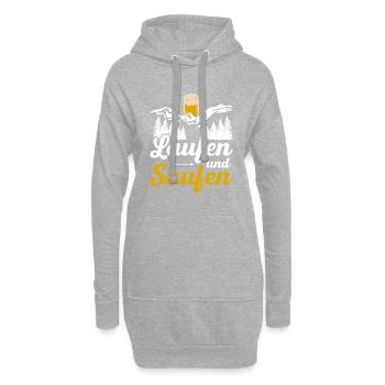 Laufen Und Saufen Bierwanderung Bier Trinken - Hoodie-Kleid - Grau meliert - Vorne