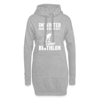Im Winter Habe Ich Keine Zeit, Da Kommt Biathlon - Hoodie-Kleid - Grau meliert - Vorne