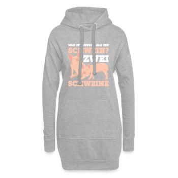 Was ist besser als ein Schwein? Zwei Schweine - Hoodie-Kleid - Grau meliert - Vorne