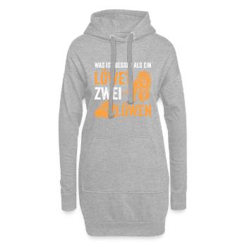 Was ist besser als ein Löwe? Zwei Löwen - Hoodie-Kleid - Grau meliert - Vorne