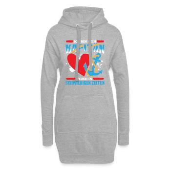 Ich Bin Dein Kapitän Auch In Schwierigen Zeiten - Hoodie-Kleid - Grau meliert - Vorne