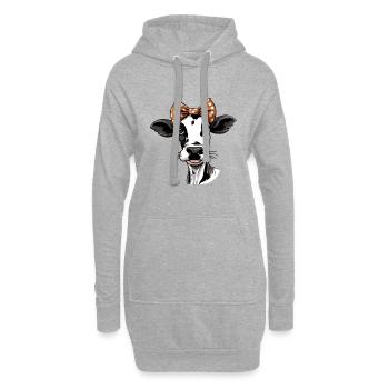 Tenue bio avec vache pour végétaliens et amoureux des vaches Moo - Sweat-shirt à capuche long Femme - gris chiné - Devant