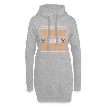 Was ist besser als ein Cappuccino? Zwei Cappuccino - Hoodie-Kleid - Grau meliert - Vorne