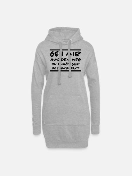 Unnötiger Sozialkontakt Lustiger Spruch Geschenk - Hoodie-Kleid - Grau meliert